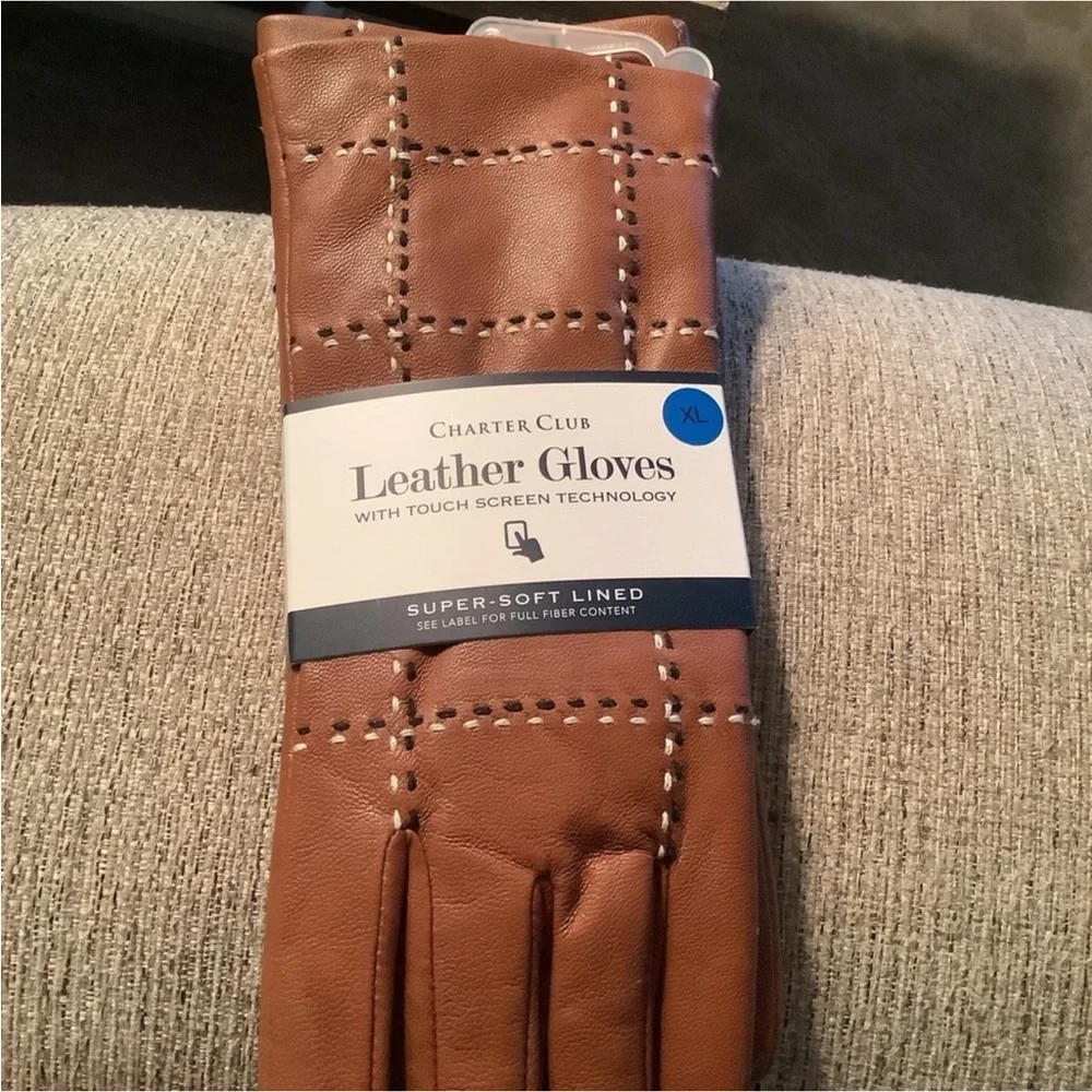 Charter Club Leather Super Soft Lined Gloves - Picture 3 of 6